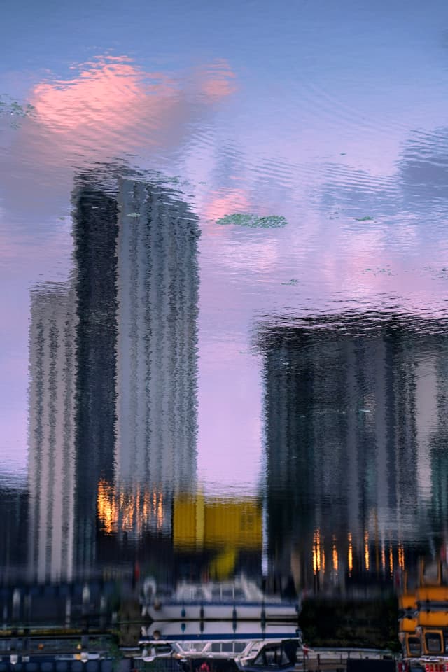 Leeds skyline at sunset