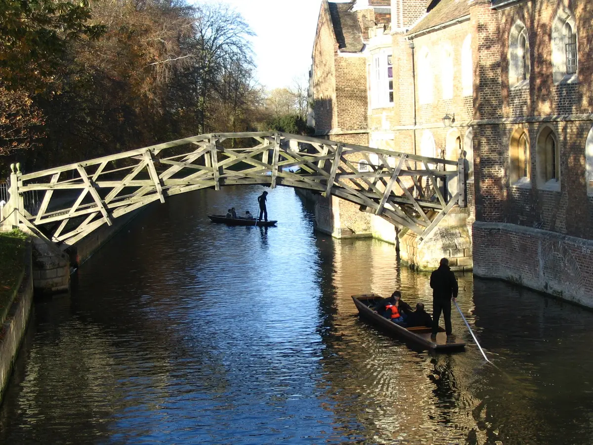 The Mathematical Bridge over the Cam with a punt below